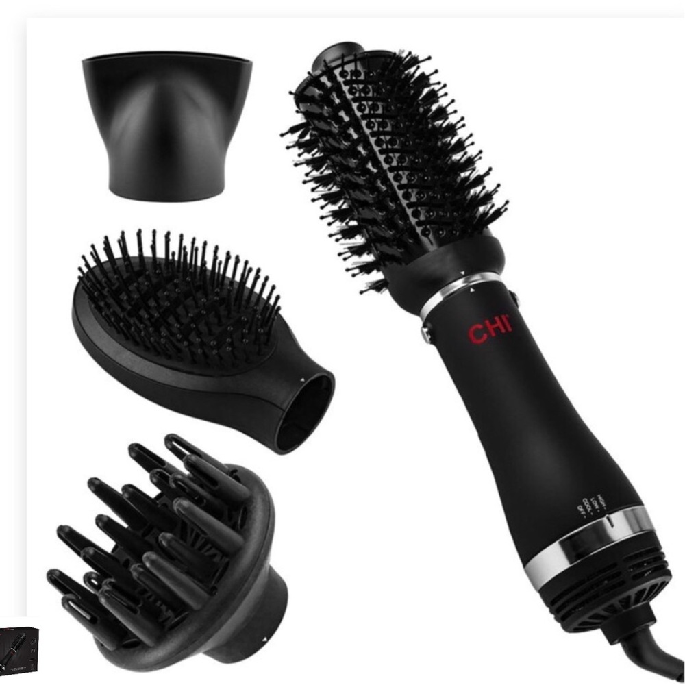 CHI Black Hot Air Brush with Multi Attachments.     C